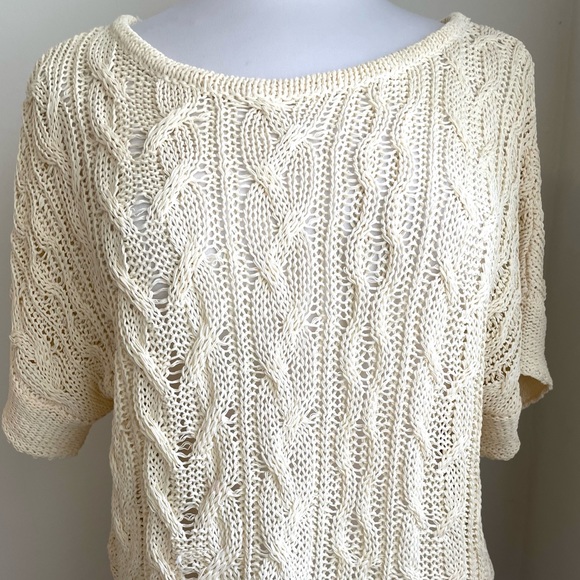 Rag & Bone Magee Cable Knit Linen Blend Sweater Short Sleeve Size: Small Ivory - Picture 6 of 9